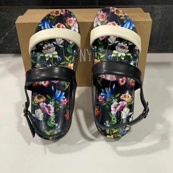 Johnny Was Double Band Floral Sandals Size 10‎ New in Box