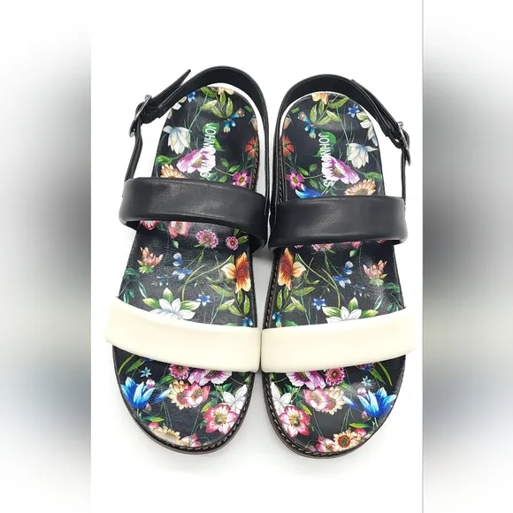 Johnny Was Double Band Leather Floral Sandals Women's Size 10 New in Box