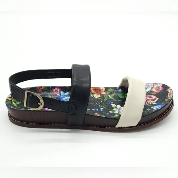 Johnny Was Double Band Leather Floral Sandals Women's Size 10 New in Box