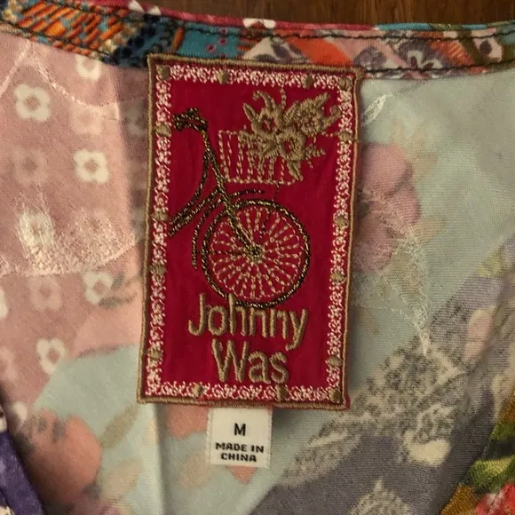 Johnny Was Dress Maxi Sleeveless Silky Boho Wedding M Patchwork Cottage