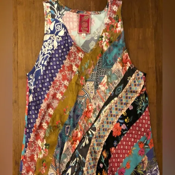 Johnny Was Dress Maxi Sleeveless Silky Boho Wedding M Patchwork Cottage