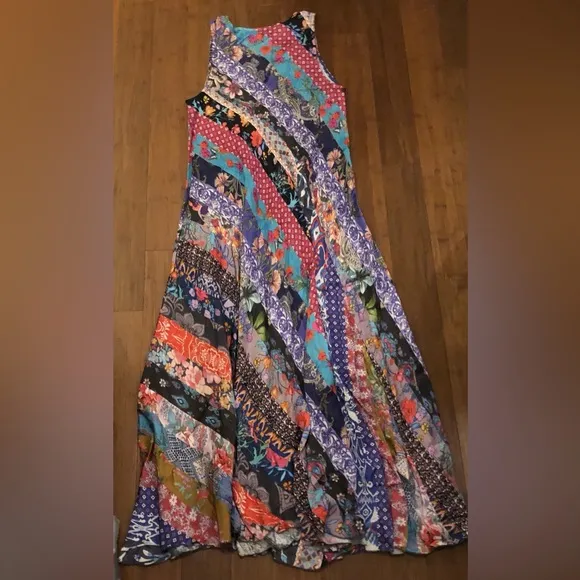 Johnny Was Dress Maxi Sleeveless Silky Boho Wedding M Patchwork Cottage