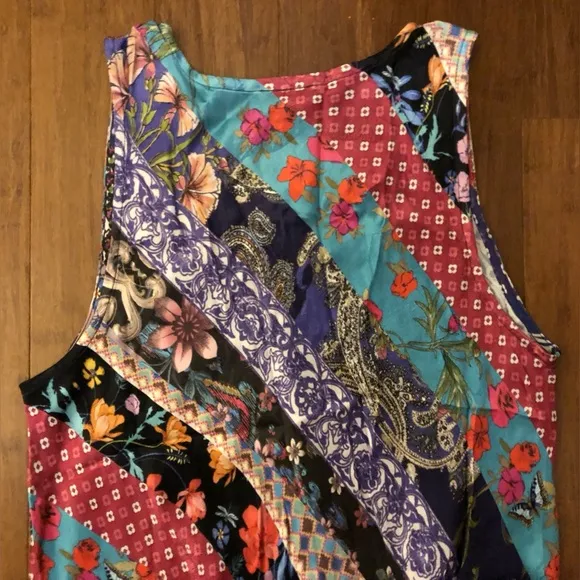 Johnny Was Dress Maxi Sleeveless Silky Boho Wedding M Patchwork Cottage