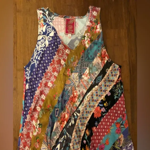 Johnny Was Dress Maxi Sleeveless Silky Boho Wedding M Patchwork Cottage