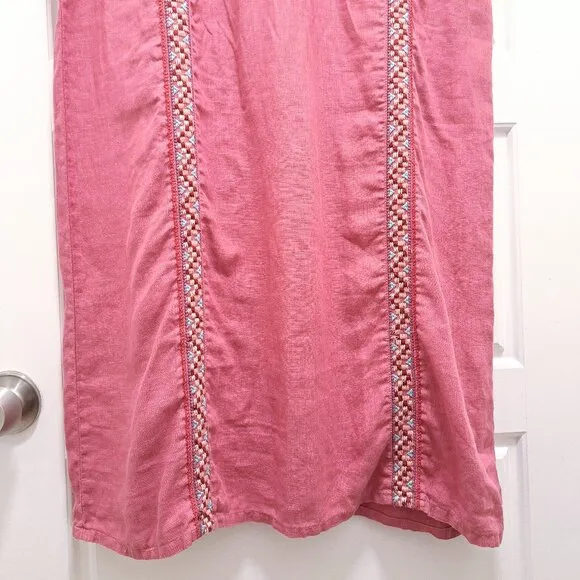 Johnny Was Embroidered Linen Shift Dress Size Large