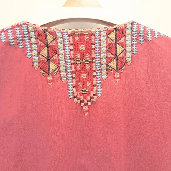 Johnny Was Embroidered Linen Shift Dress Size Large