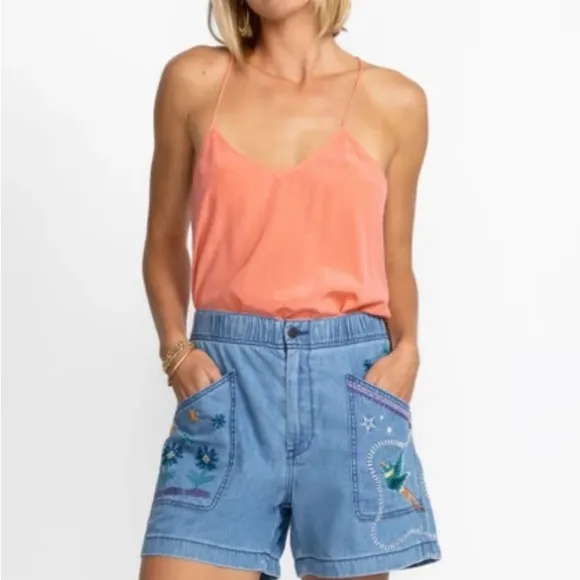 JOHNNY WAS LYONNE EMBROIDERED PULL ON SHORT Size XL NWT