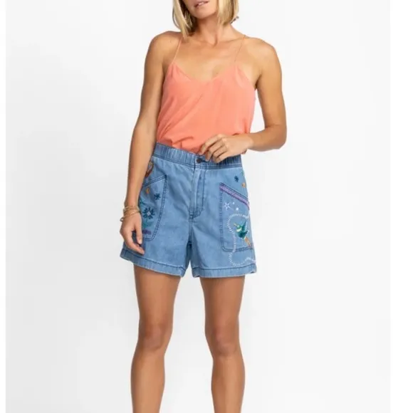 JOHNNY WAS LYONNE EMBROIDERED PULL ON SHORT Size XL NWT