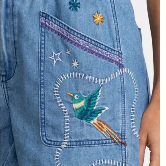 JOHNNY WAS LYONNE EMBROIDERED PULL ON SHORT Size XL NWT