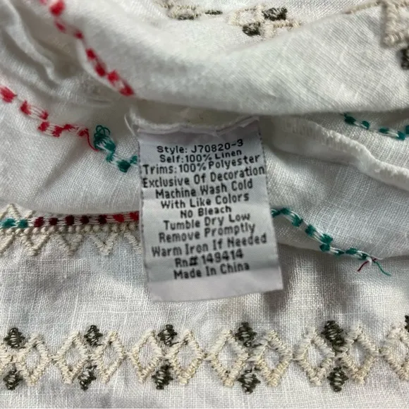 Johnny Was Maxi Skirt Women Medium Verena White Side Slit Embroidered Linen $320