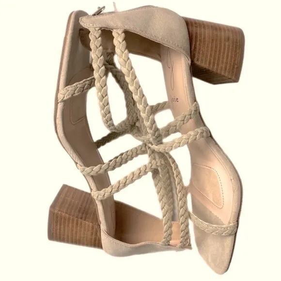 JOIE Felines braided strappy heeled sandals in Taupe Size 9 NWT No Box.