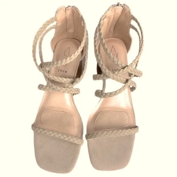 JOIE Felines braided strappy heeled sandals in Taupe Size 9 NWT No Box.
