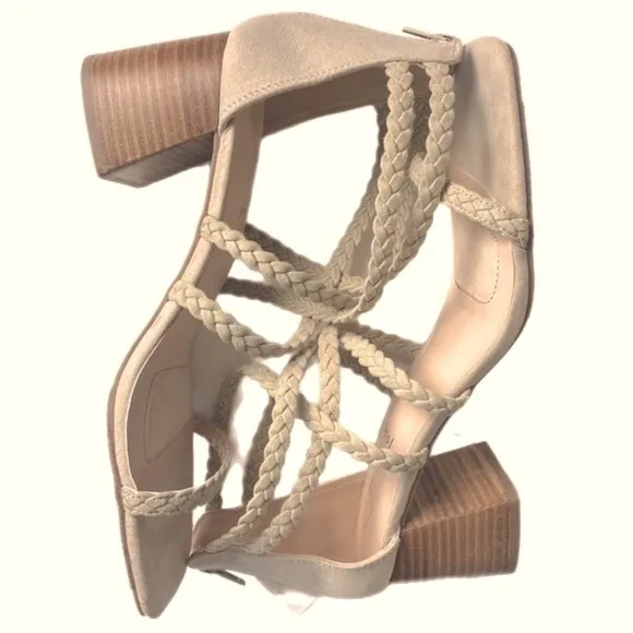 JOIE Felines braided strappy heeled sandals in Taupe Size 9 NWT No Box.