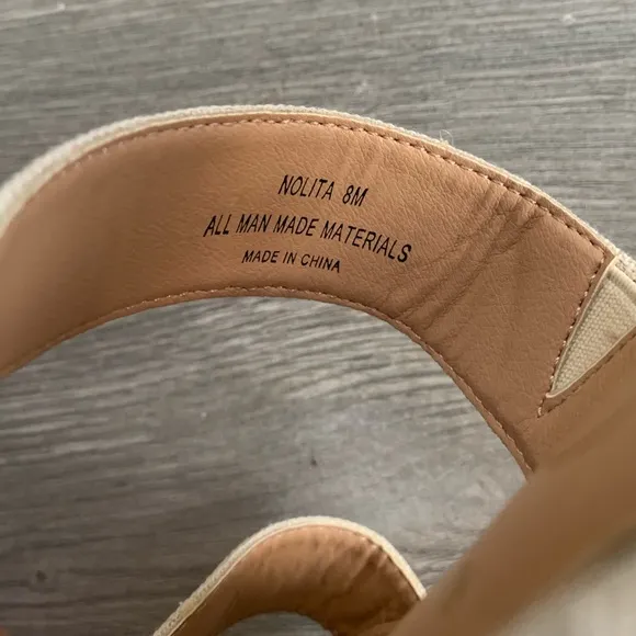 Joie Nolita Women’s Beige Linen Sandals with Block Heel in 8M