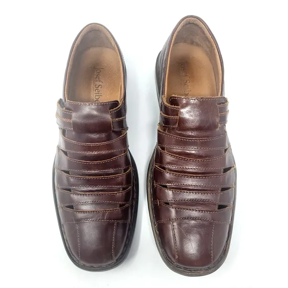Josef Seibel 1/2&quot; Left Lift Build Up Sandals - Men's Sz 11 Leather Dress Shoes