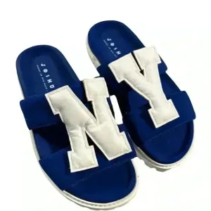 Joshua's Heart In New York City Slip On Footbed Sandals Blue White Size EU‎