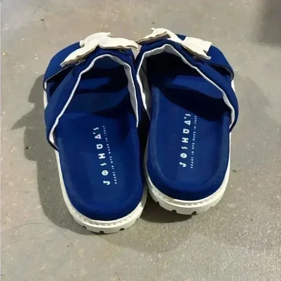 Joshua's Heart In New York City Slip On Footbed Sandals Blue White Size EU‎