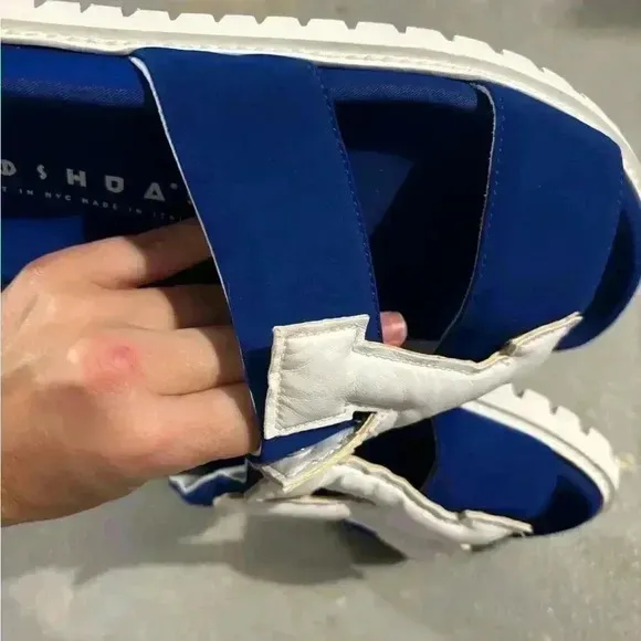 Joshua's Heart In New York City Slip On Footbed Sandals Blue White Size EU‎