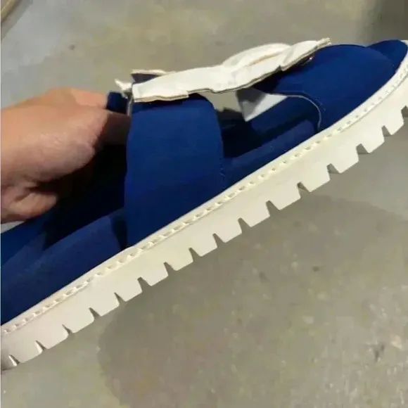 Joshua's Heart In New York City Slip On Footbed Sandals Blue White Size EU‎
