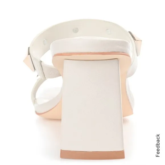 Journee Collection Kirian Ivory 2.5” Square  Heel Sandals 8.5 Elegant