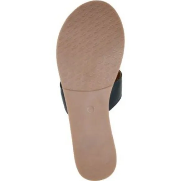 JOURNEE Womens Teal 1/2 Heel  Walker Toe Wedge Slip On Leather Slide Sandals 8 M