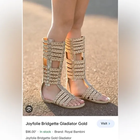 Joyfolie girls Bridgette gold gladiator sandals size 10T