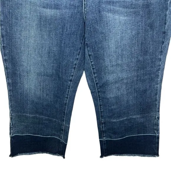 Judy Blue Dark Blue Wide Leg Wide Release Raw Hem Crop Jeans 18W