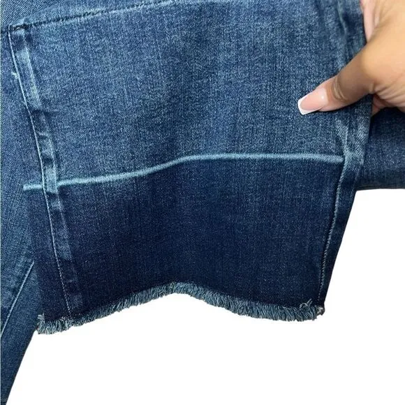 Judy Blue Dark Blue Wide Leg Wide Release Raw Hem Crop Jeans 18W