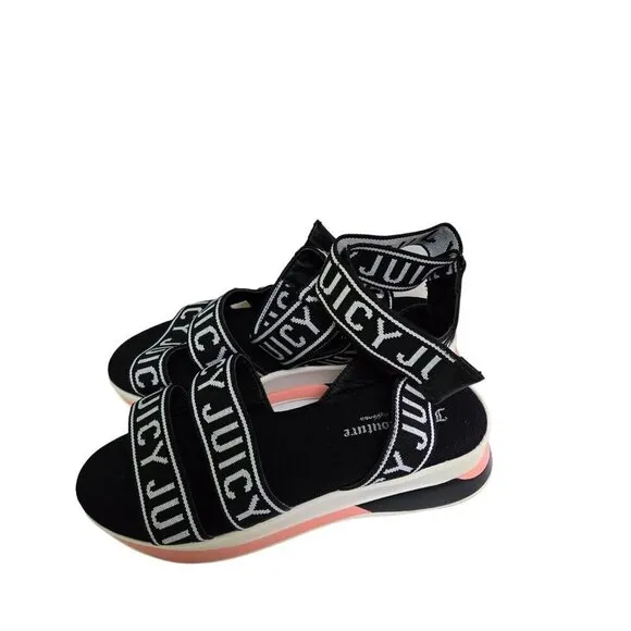 Juicy Couture Impulse Wedge Ankle Strap Logo Sandals Size 7