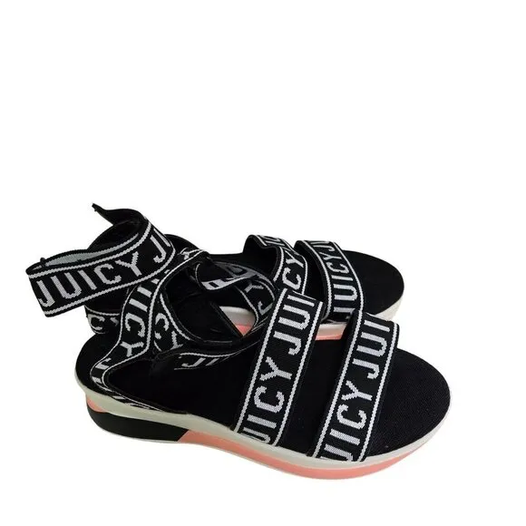 Juicy Couture Impulse Wedge Ankle Strap Logo Sandals Size 7