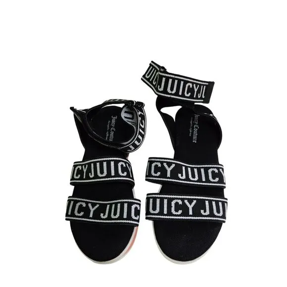 Juicy Couture Impulse Wedge Ankle Strap Logo Sandals Size 7