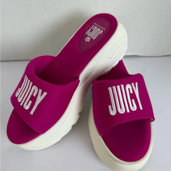 Juicy Couture Pink and White Sandals with Platform Sole