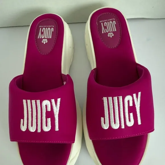 Juicy Couture Pink and White Sandals with Platform Sole
