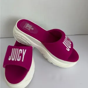 Juicy Couture Pink and White Sandals with Platform Sole