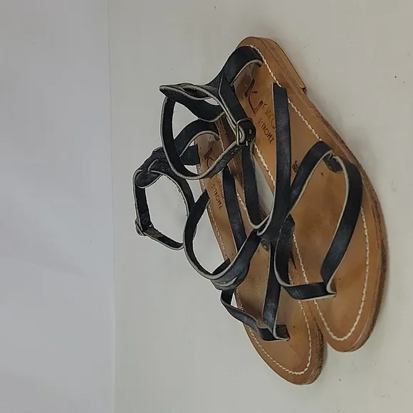 K. Jacques Epicure Black Leather Women's Sandals