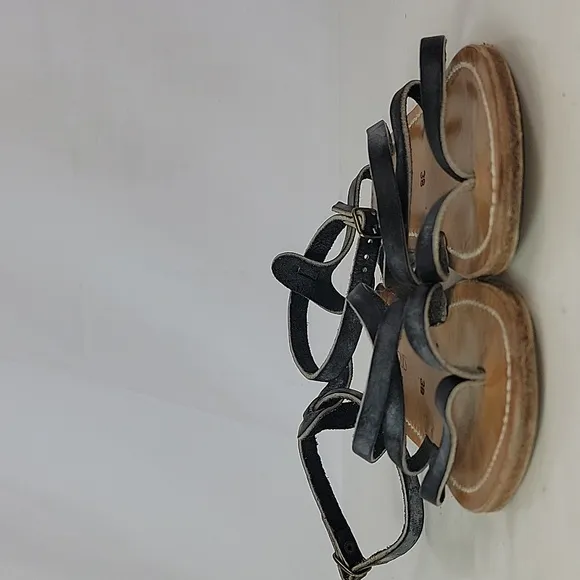 K. Jacques Epicure Black Leather Women's Sandals