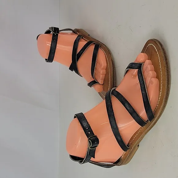 K. Jacques Epicure Black Leather Women's Sandals