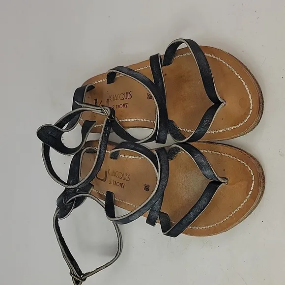 K. Jacques Epicure Black Leather Women's Sandals