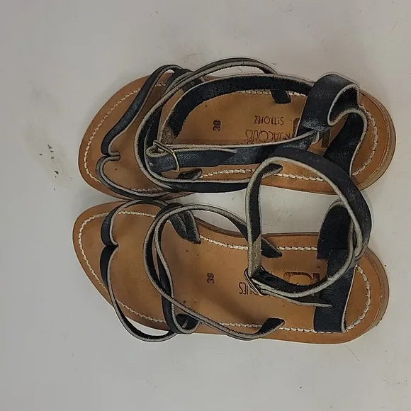 K. Jacques Epicure Black Leather Women's Sandals