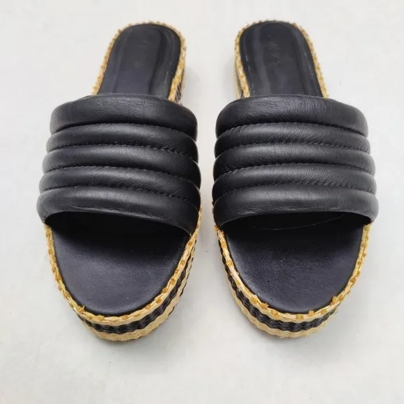 Kaanas Balfour Handmade Chunky Black Slip On Sandals Womens Sandals Size 9M