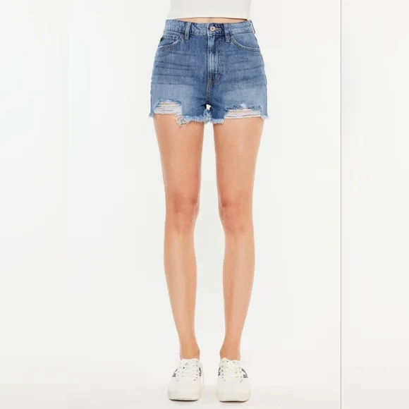 Kancan Distressed Raw Hem High Waist Denim Shorts SALE 20% OFF