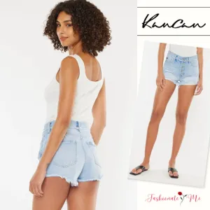 KanCan High Rise Distressed Button Fly Denim Shorts | Medium Wash