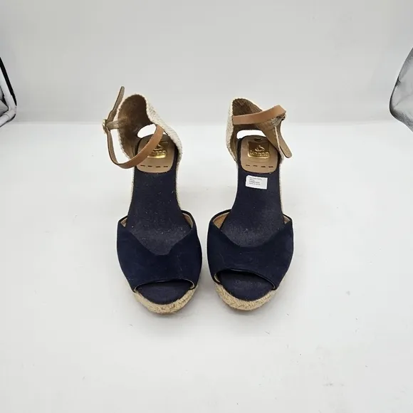 Kanna Laura Wedge Platform Sandals Blue Size 7 US