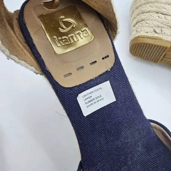 Kanna Laura Wedge Platform Sandals Blue Size 7 US