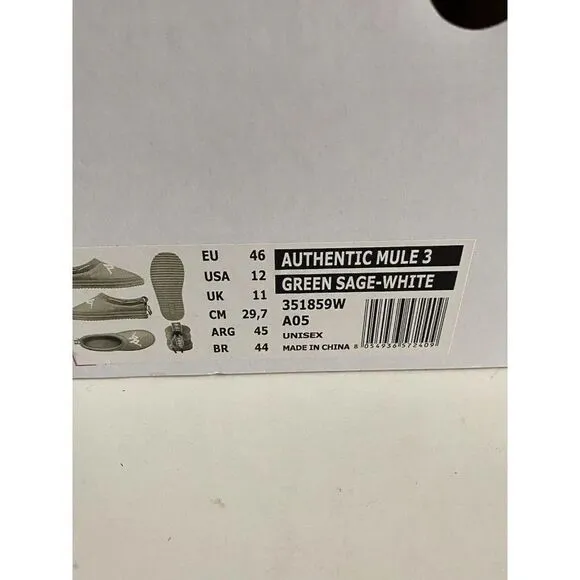 KAPPA Authentic MULE 3 Slip On Sandals Sage Green Unisex Men’s Sz 12 Box No Lid