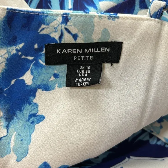 Karen Millen Dress Tailored Crepe Butterfly Floral Full Skirted Midi Sz 6P NEW