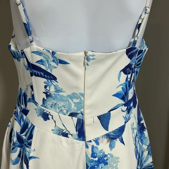 Karen Millen Dress Tailored Crepe Butterfly Floral Full Skirted Midi Sz 6P NEW