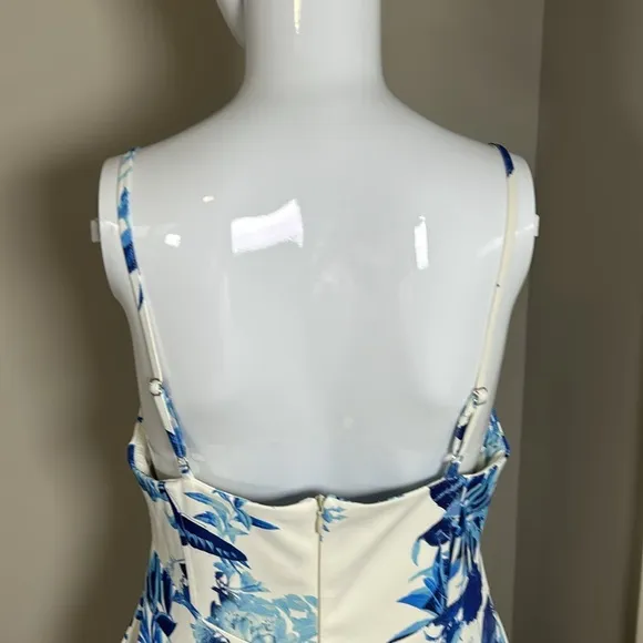 Karen Millen Dress Tailored Crepe Butterfly Floral Full Skirted Midi Sz 6P NEW