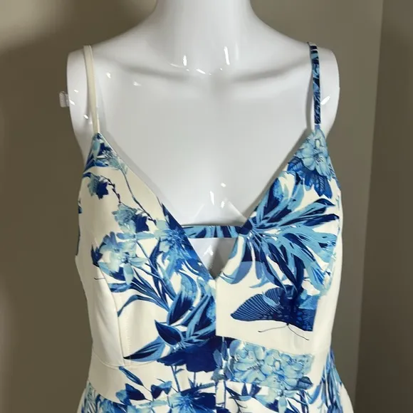 Karen Millen Dress Tailored Crepe Butterfly Floral Full Skirted Midi Sz 6P NEW