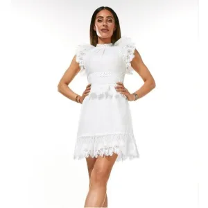 Karen Millen Eyelet and Lace Detail Woven Sleeveless Dress UK size 10-US 6